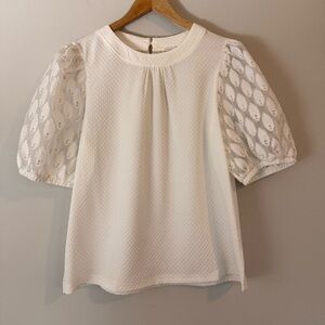 Boy Elegant White Women's Top with Gold Detail sleeves